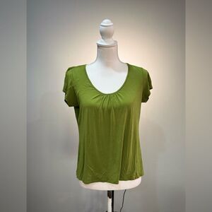 Green Eileen Fisher Silk Scoop Neck Top Size S EUC